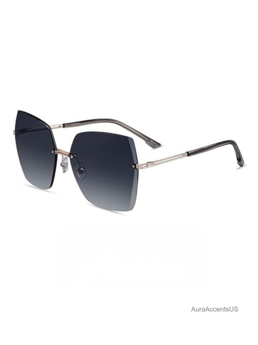 Rimless Oversized Square Sunglasses Nylon Polarized UV400 Lightweight Metal